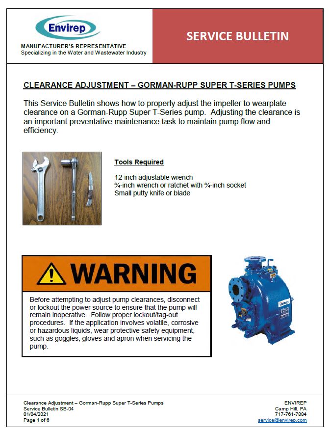 Gorman-Rupp Super T-Series Clearance Adjustment Service Bulletin by Envirep