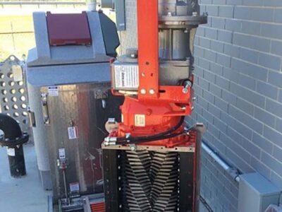 Vogelsang XRipper Grinder with Submersible Explosion Proof Motor Installed in Sewage Pump Station Wet Well