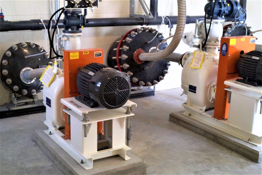 Gorman-Rupp Self Priming Pumps with no electrical wiring exposed to leachate.